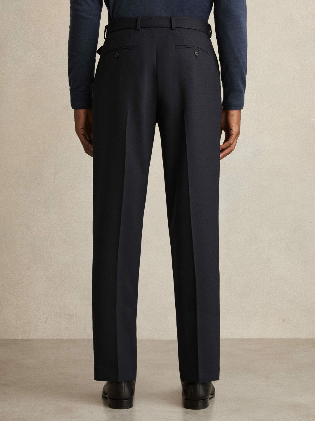Reiss Deal - Wool-Blend Belted Pleated Trousers Regular-Fit in Navy