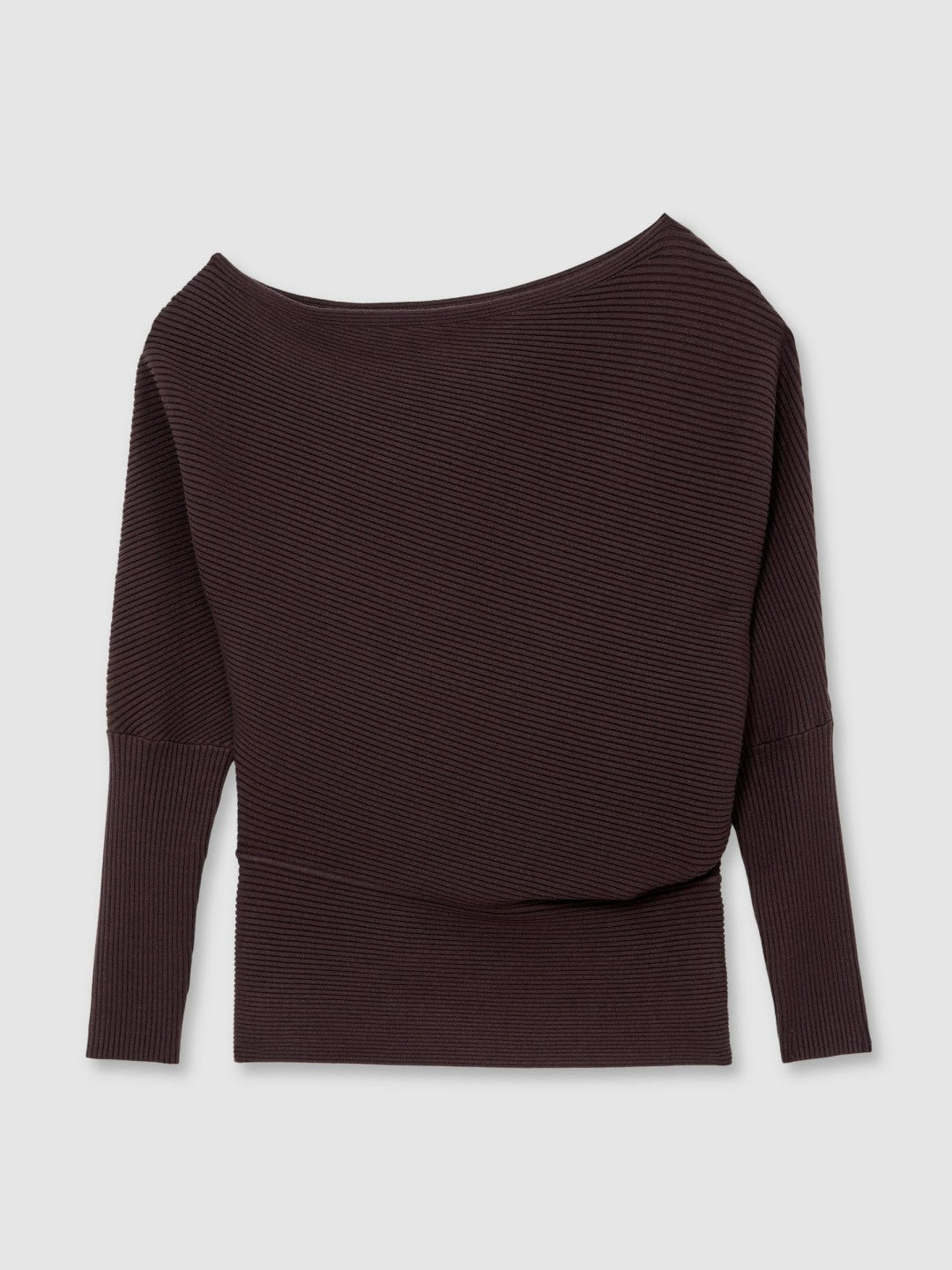 Reiss Affordable - Asymmetric Draped Knitted Jumper in Plum