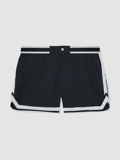 Reiss Sale - | Ché Stripe-Trim Swim Shorts in Navy