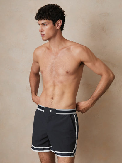 Reiss Sale - | Ché Stripe-Trim Swim Shorts in Navy