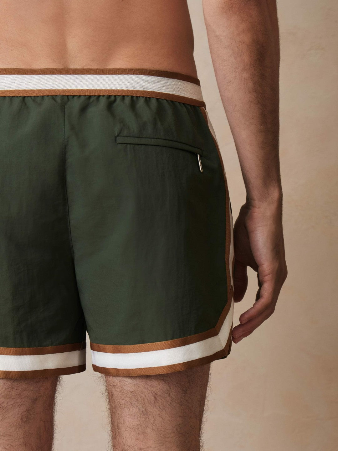 Reiss Affordable - | Ché Stripe-Trim Swim Shorts in Pine Green