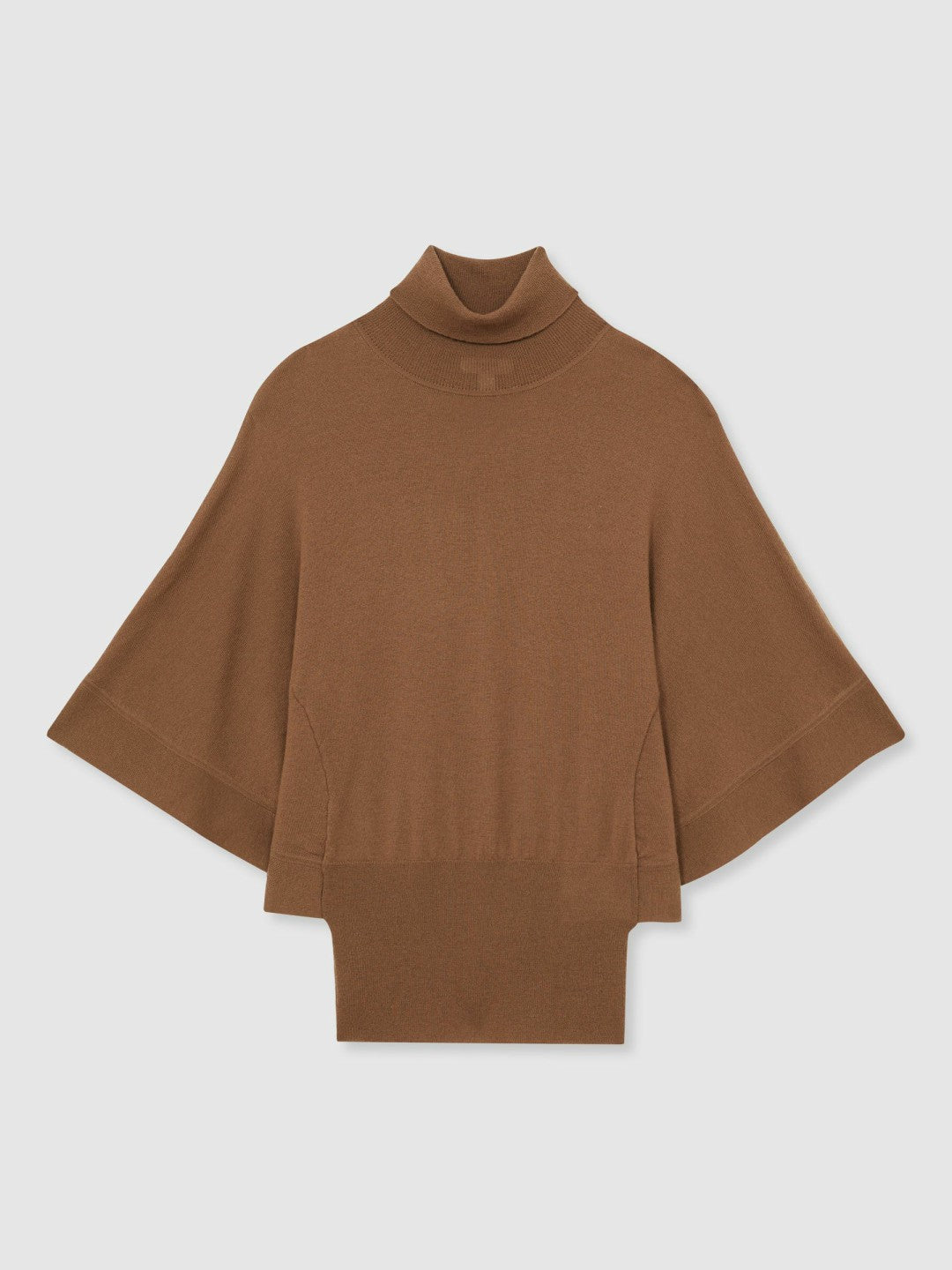 Reiss Sale - Merino Wool Batwing Roll-Neck Jumper in Tan