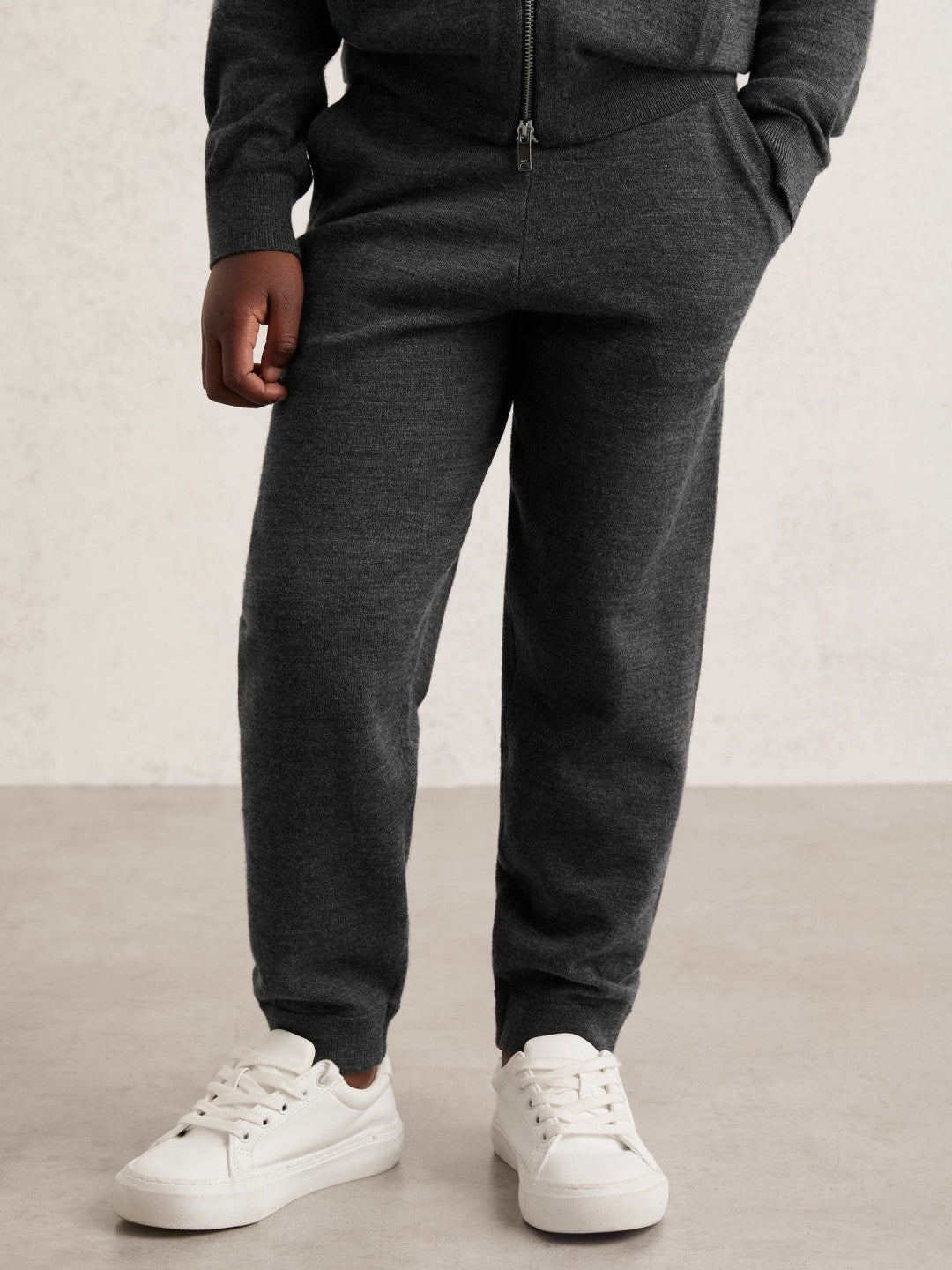 Reiss Sale - 9-13 yrs Merino Wool Cuffed Joggers in Derby Grey Melange