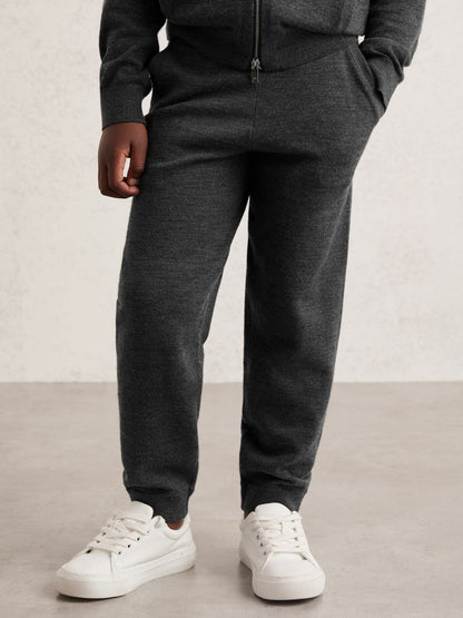 Reiss Sale - 9-13 yrs Merino Wool Cuffed Joggers in Derby Grey Melange