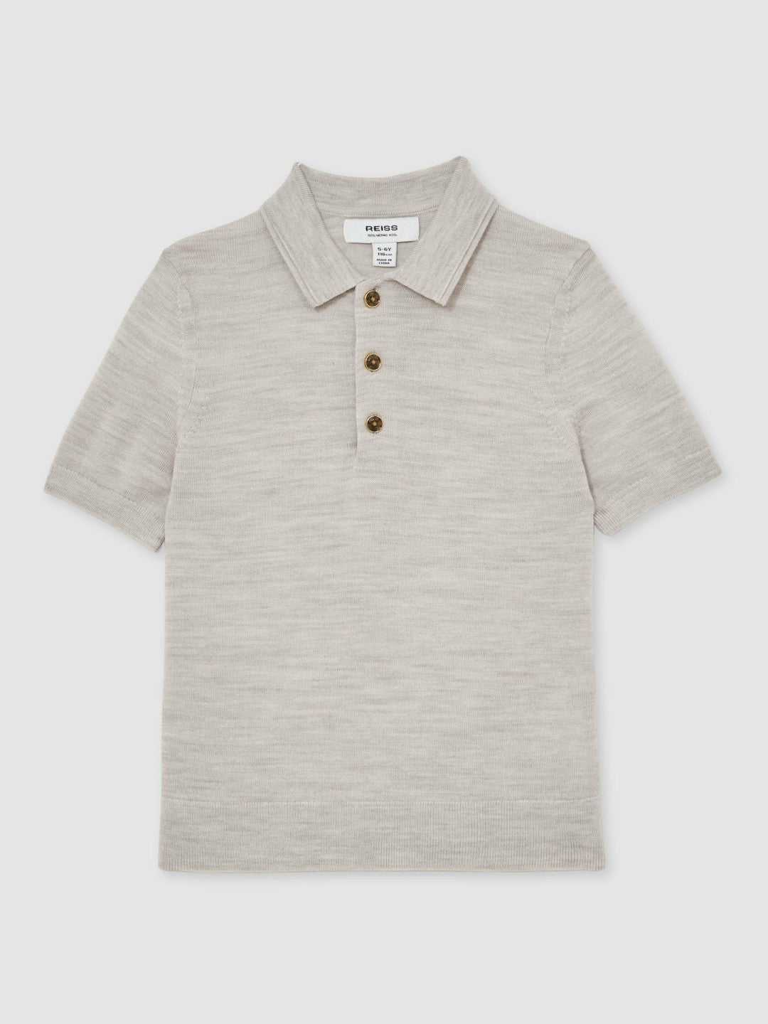 Reiss Featured - 3-9 yrs Merino Wool Short Sleeve Polo Shirt in Wicker Melange