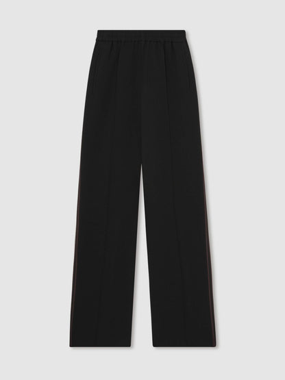 Reiss Side-Stripe Wide-Leg Trousers in Black
