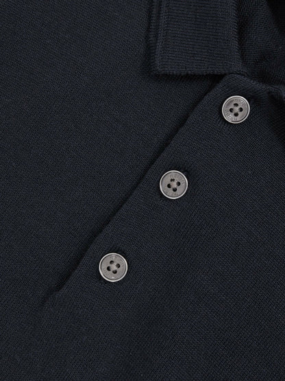 Reiss 3-9 yrs Merino Wool Short Sleeve Polo Shirt in Midnight Navy
