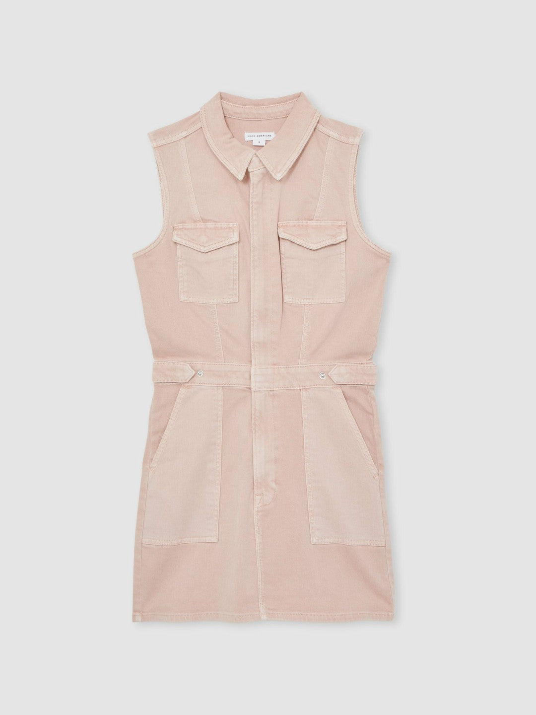 Reiss Featured - Good American Denim Zipped Mini Dress in Petal Pink