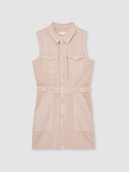 Reiss Featured - Good American Denim Zipped Mini Dress in Petal Pink