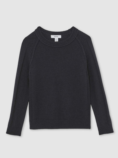 Reiss Best Seller - 3-9 yrs Wool-Cashmere Reverse-Seam Jumper in Navy