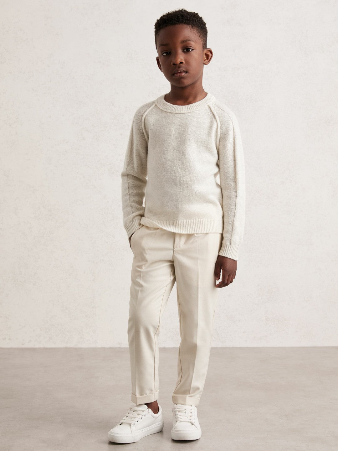 Reiss Value - 3-9 yrs Wool-Cashmere Reverse-Seam Jumper in Off White