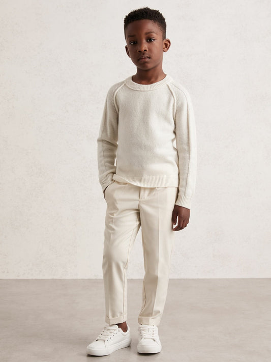 Reiss Value - 3-9 yrs Wool-Cashmere Reverse-Seam Jumper in Off White