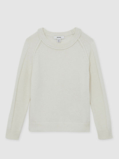 Reiss Value - 3-9 yrs Wool-Cashmere Reverse-Seam Jumper in Off White