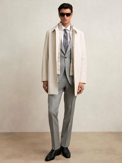 Reiss Offer - Hybrid Removable Funnel Neck Overcoat in Light Stone