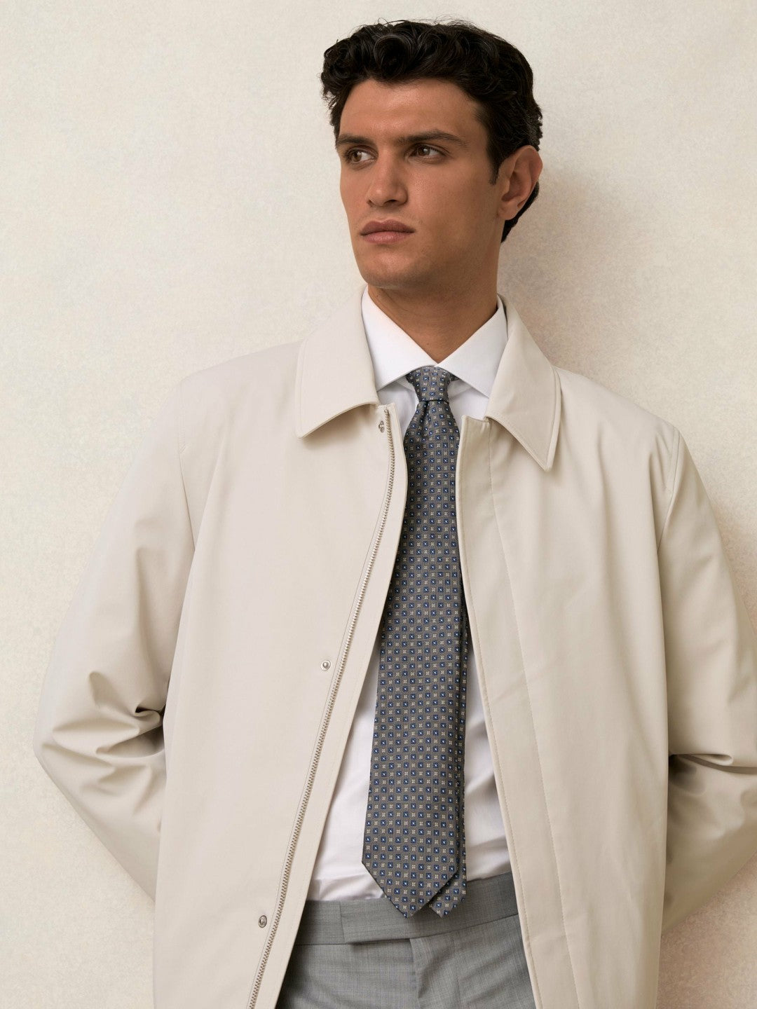 Reiss Offer - Hybrid Removable Funnel Neck Overcoat in Light Stone