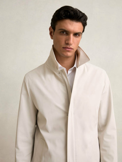 Reiss Offer - Hybrid Removable Funnel Neck Overcoat in Light Stone