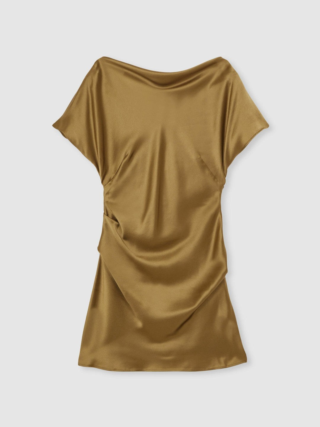 Reiss Offer - Acler Draped Satin Mini Dress in Gold Moss