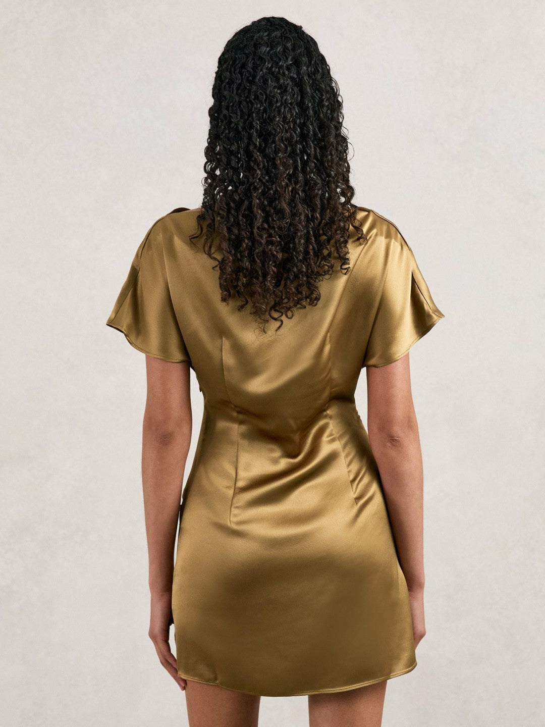 Reiss Offer - Acler Draped Satin Mini Dress in Gold Moss