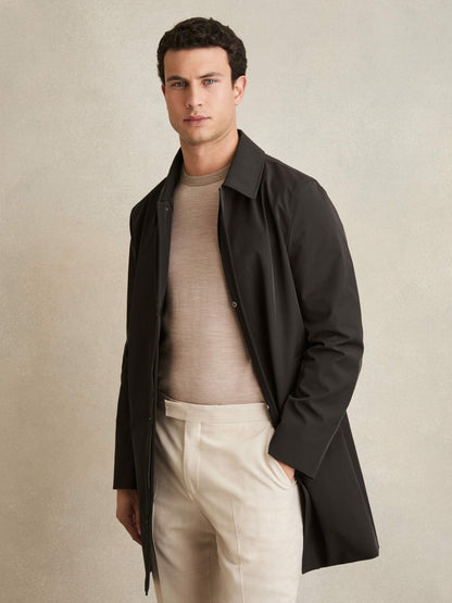 Reiss Offer - Hybrid Removable Funnel Neck Overcoat in Brown