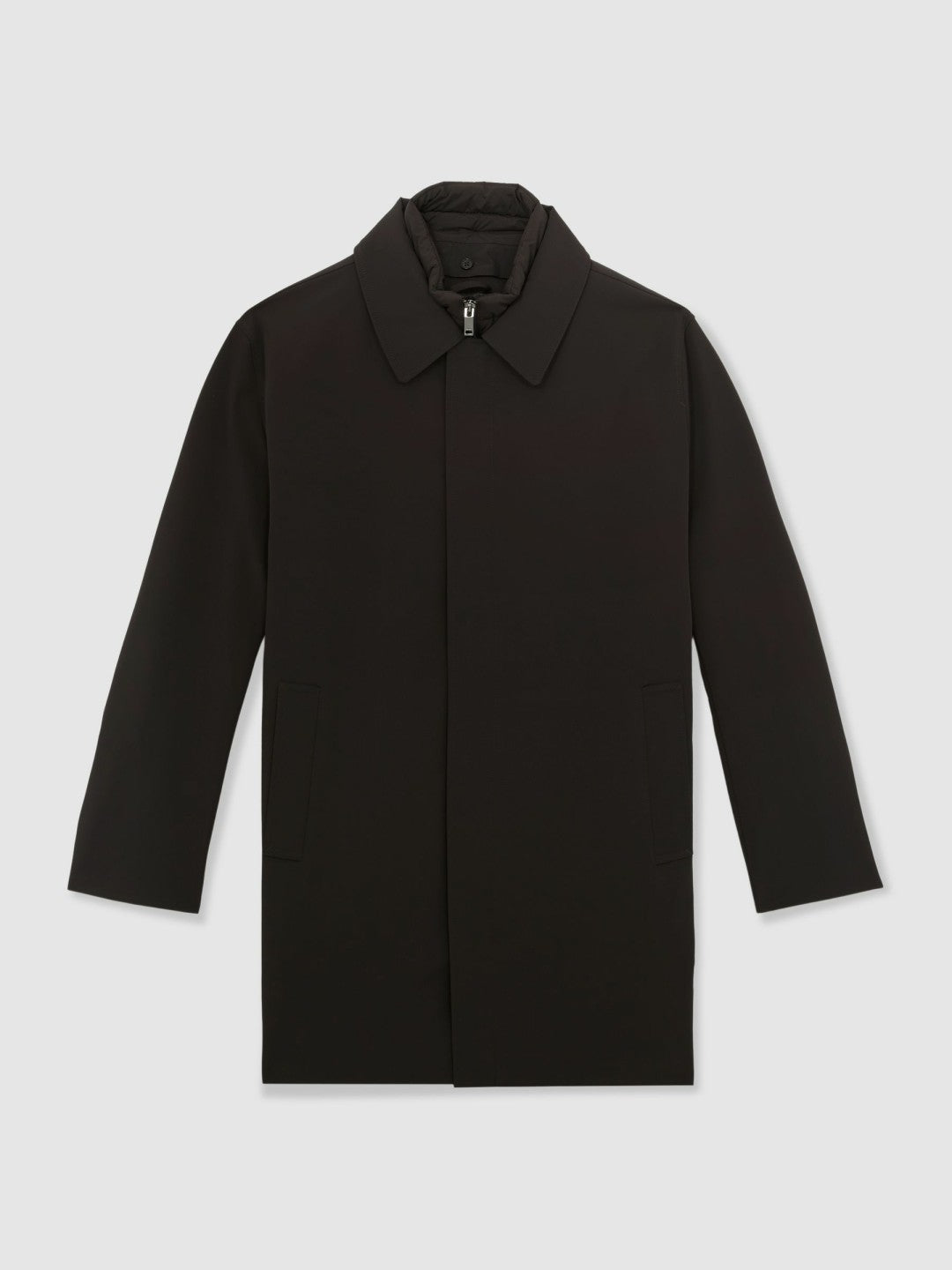 Reiss Offer - Hybrid Removable Funnel Neck Overcoat in Brown