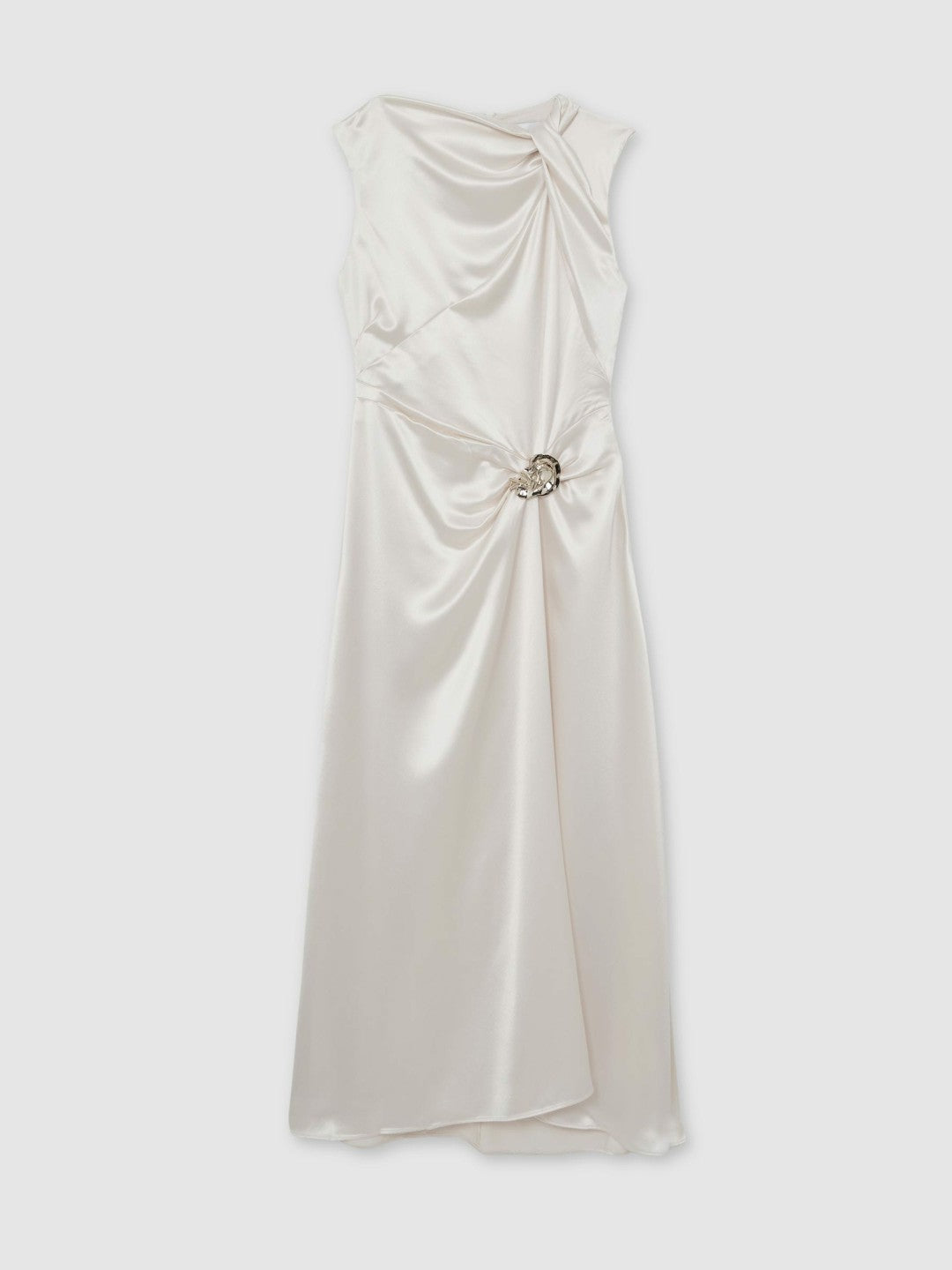Reiss Featured - Acler Satin Draped Maxi Dress in Ivory