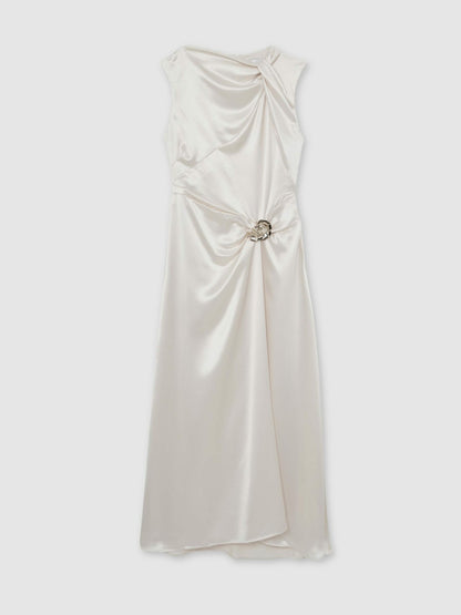 Reiss Featured - Acler Satin Draped Maxi Dress in Ivory