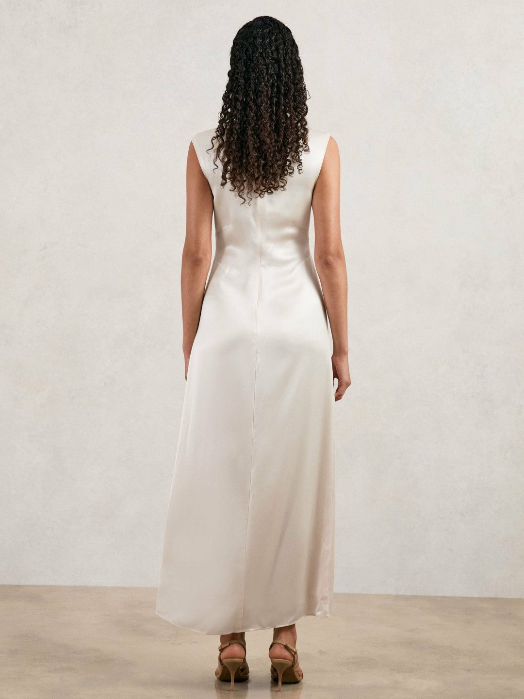 Reiss Featured - Acler Satin Draped Maxi Dress in Ivory