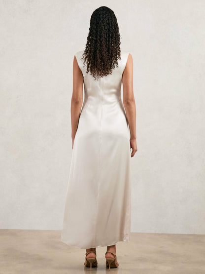 Reiss Featured - Acler Satin Draped Maxi Dress in Ivory