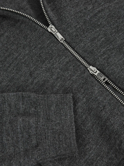 Reiss 13-14 yrs Merino Wool-Blend Zip-Through Cardigan in Derby Grey Melange