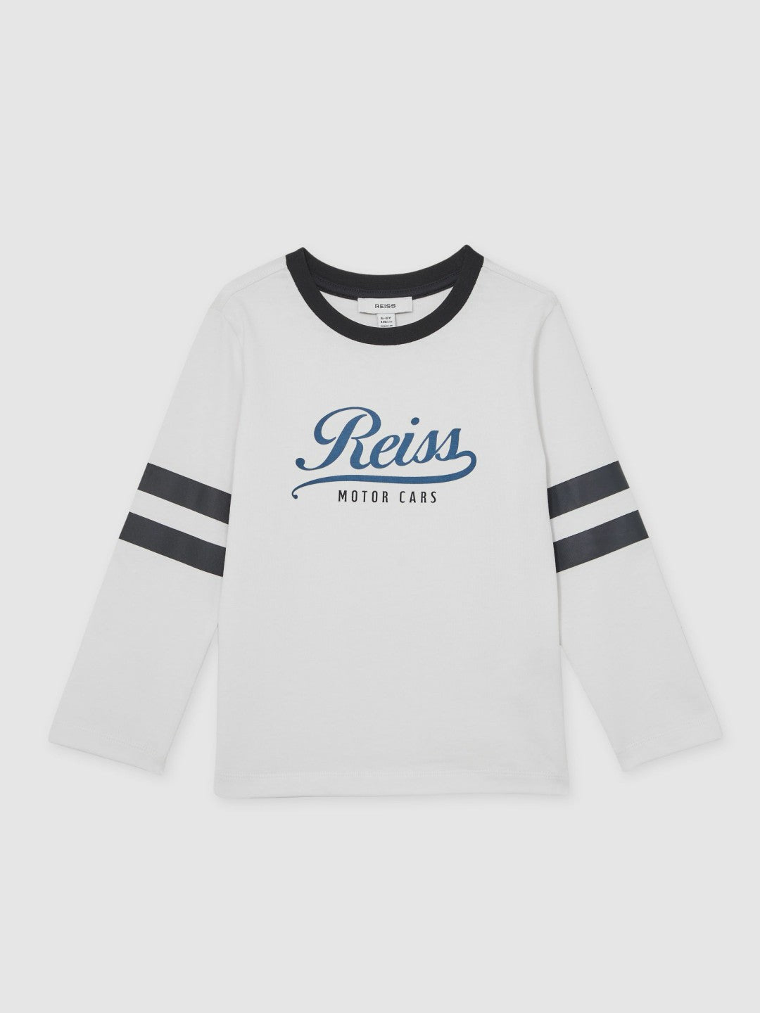 Reiss Affordable - 9-13 yrs Cotton Motor Cars Logo T-Shirt in White/Blue