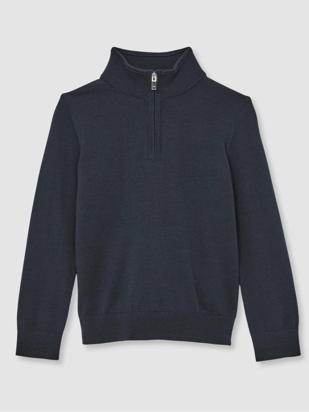Reiss Popular Choice - 13-14 yrs Merino Wool Half-Zip Funnel Neck Jumper in Midnight Navy