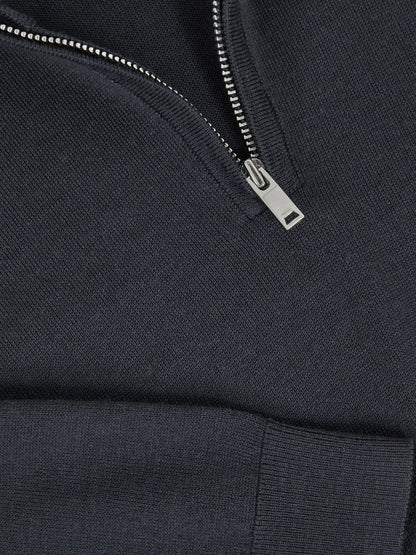 Reiss Popular Choice - 13-14 yrs Merino Wool Half-Zip Funnel Neck Jumper in Midnight Navy