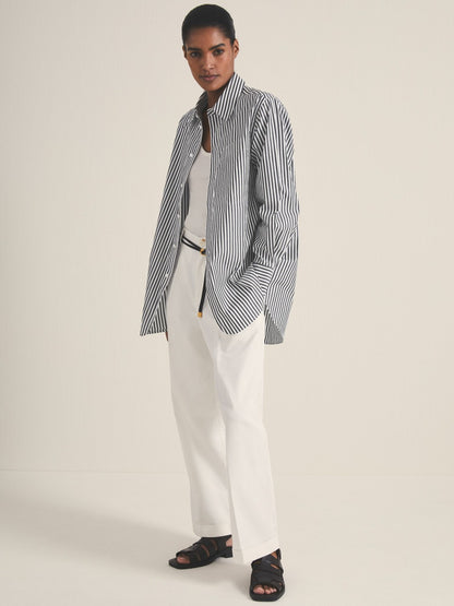 Reiss Savings - | Les 100 Ciels Stripe Shirt in White/Navy