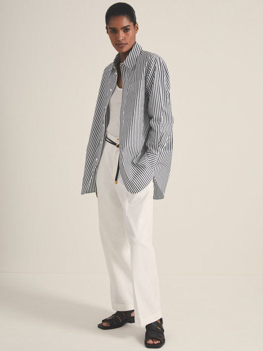 Reiss Savings - | Les 100 Ciels Stripe Shirt in White/Navy