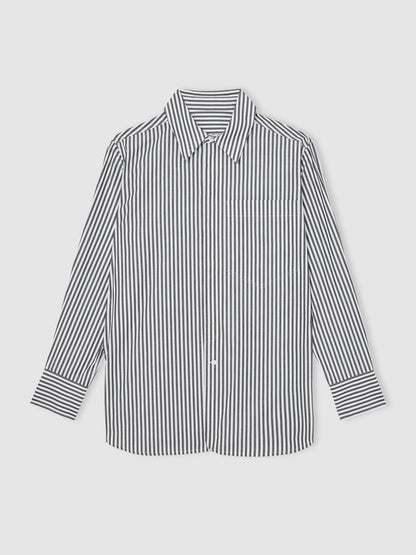 Reiss Savings - | Les 100 Ciels Stripe Shirt in White/Navy