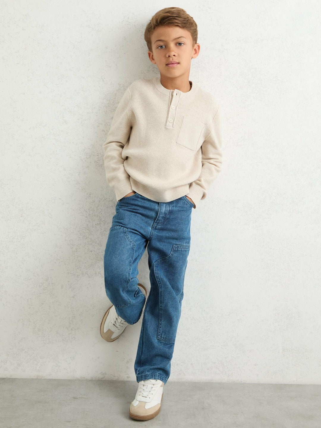 Reiss 3-9 yrs Straight-Leg Carpenter Jeans in Mid Blue