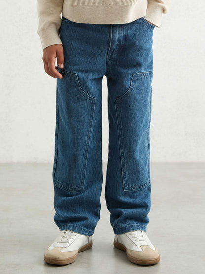 Reiss 3-9 yrs Straight-Leg Carpenter Jeans in Mid Blue