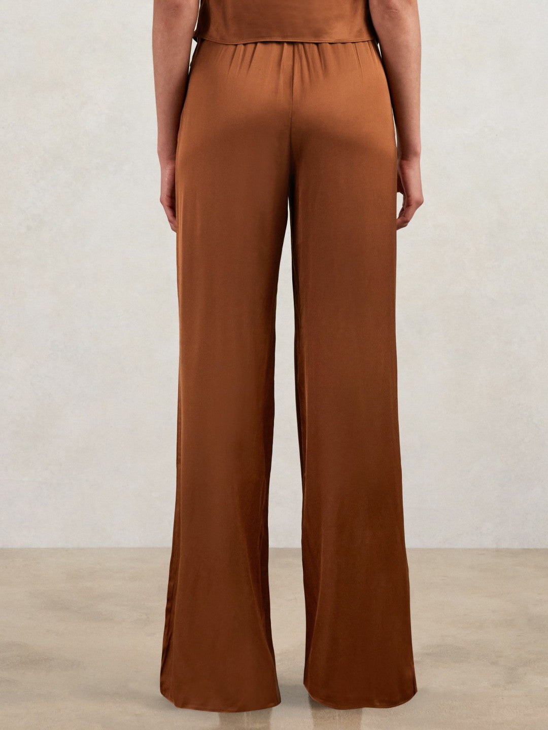Reiss Deal - Good American Satin Wide-Leg Trousers in Copper
