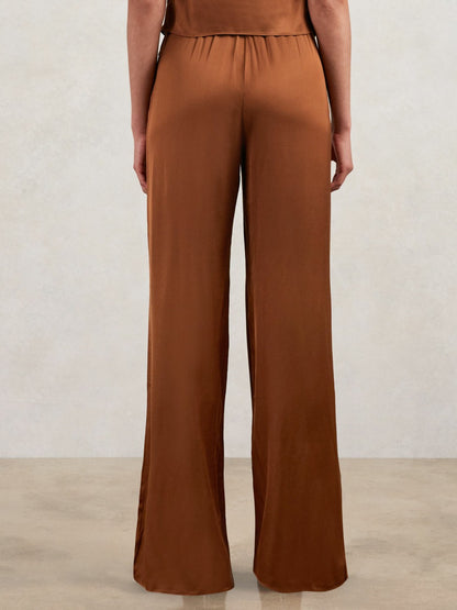 Reiss Deal - Good American Satin Wide-Leg Trousers in Copper