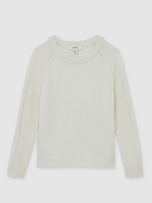 Reiss Best Seller - 13-14 yrs Wool-Cashmere Reverse-Seam Jumper in Off White
