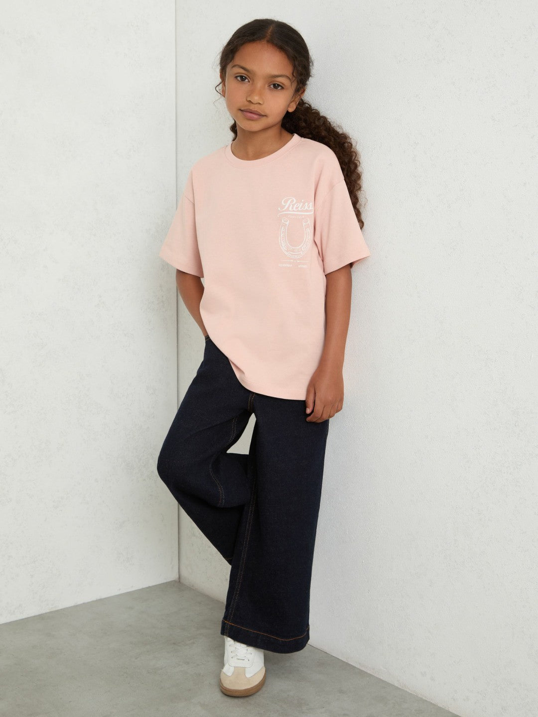 Reiss Affordable - Cotton Pony Club Print T-Shirt in Pink