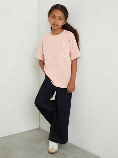 Reiss Affordable - Cotton Pony Club Print T-Shirt in Pink