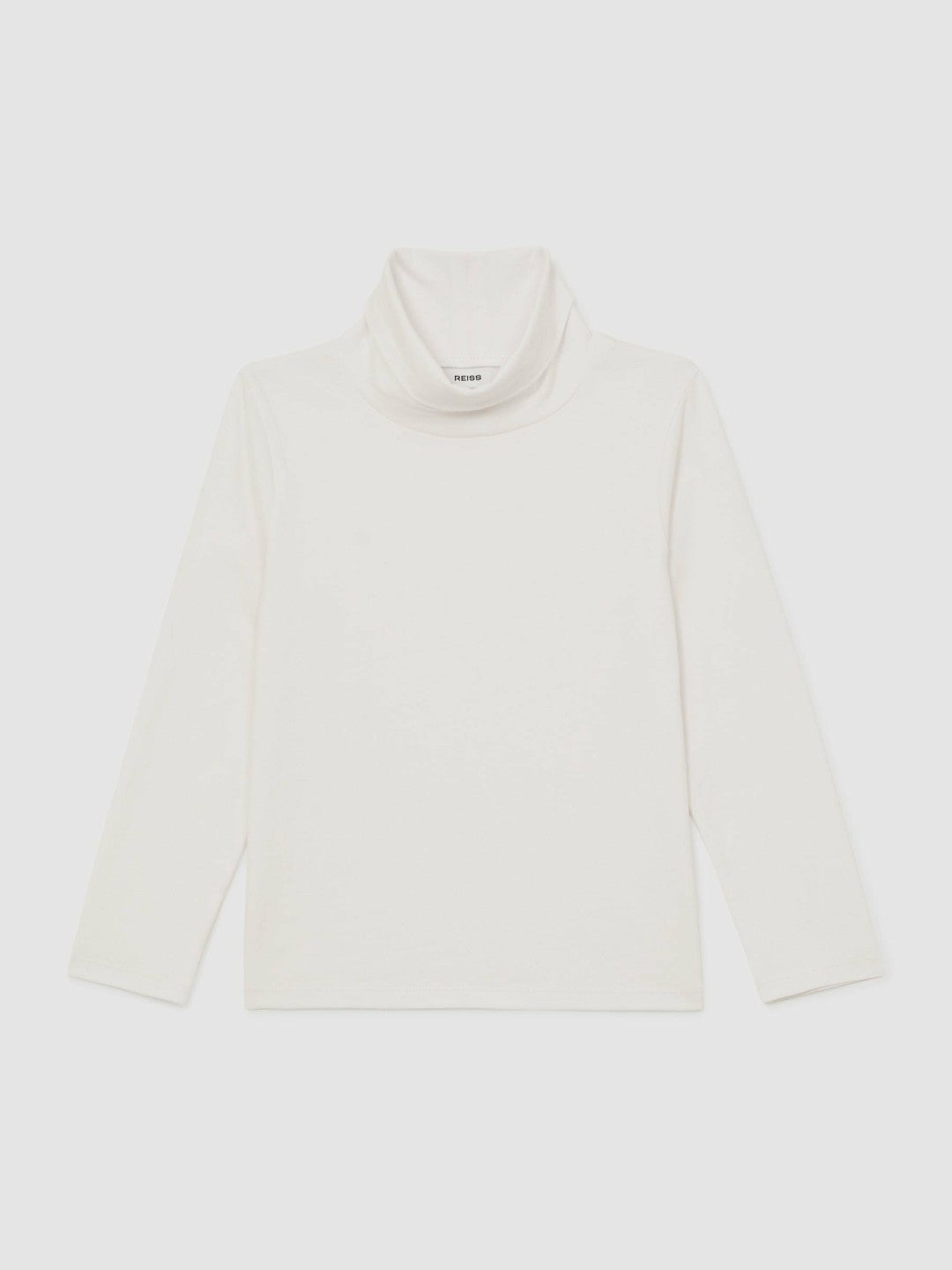 Reiss Sale - 13-14 yrs Cotton-Jersey Roll-Neck Top with Stretch in Ivory