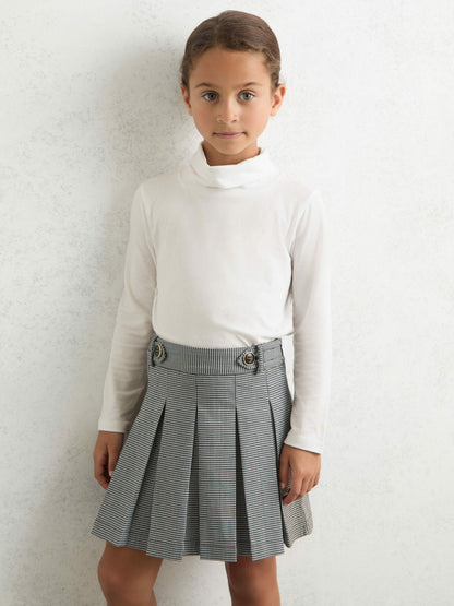 Reiss Sale - 13-14 yrs Cotton-Jersey Roll-Neck Top with Stretch in Ivory