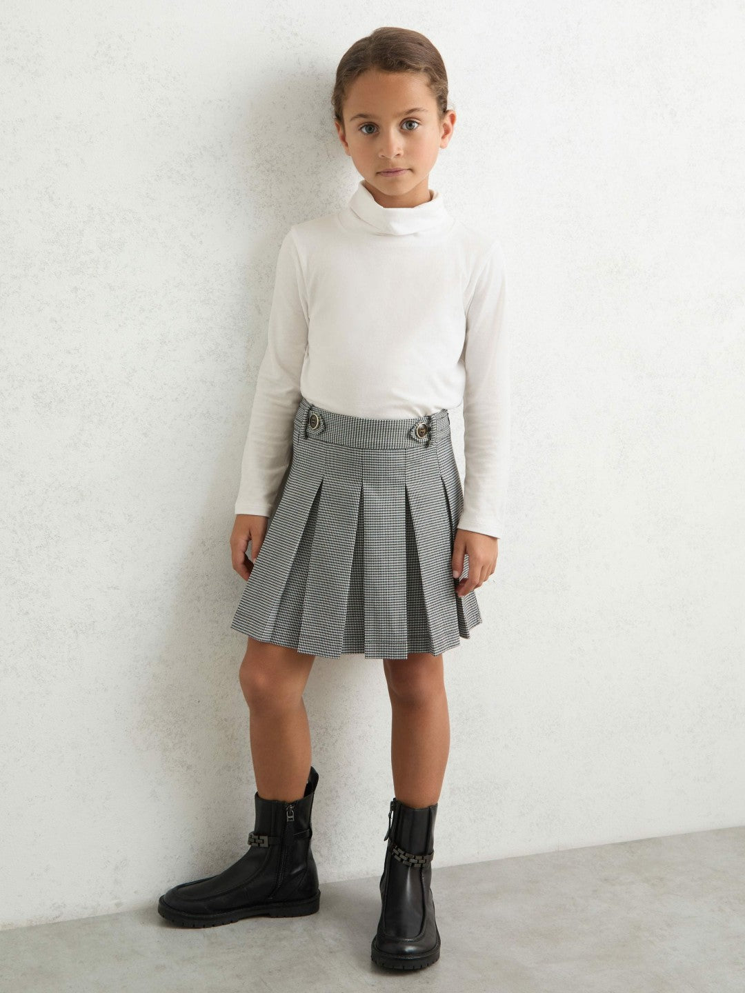 Reiss Sale - 13-14 yrs Cotton-Jersey Roll-Neck Top with Stretch in Ivory