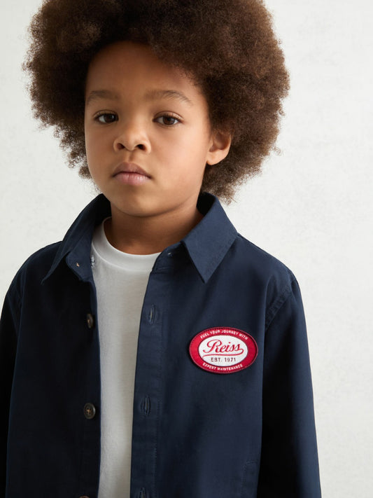 Reiss Sale - Cotton Removable-Hood Motor Cars Jacket in Navy