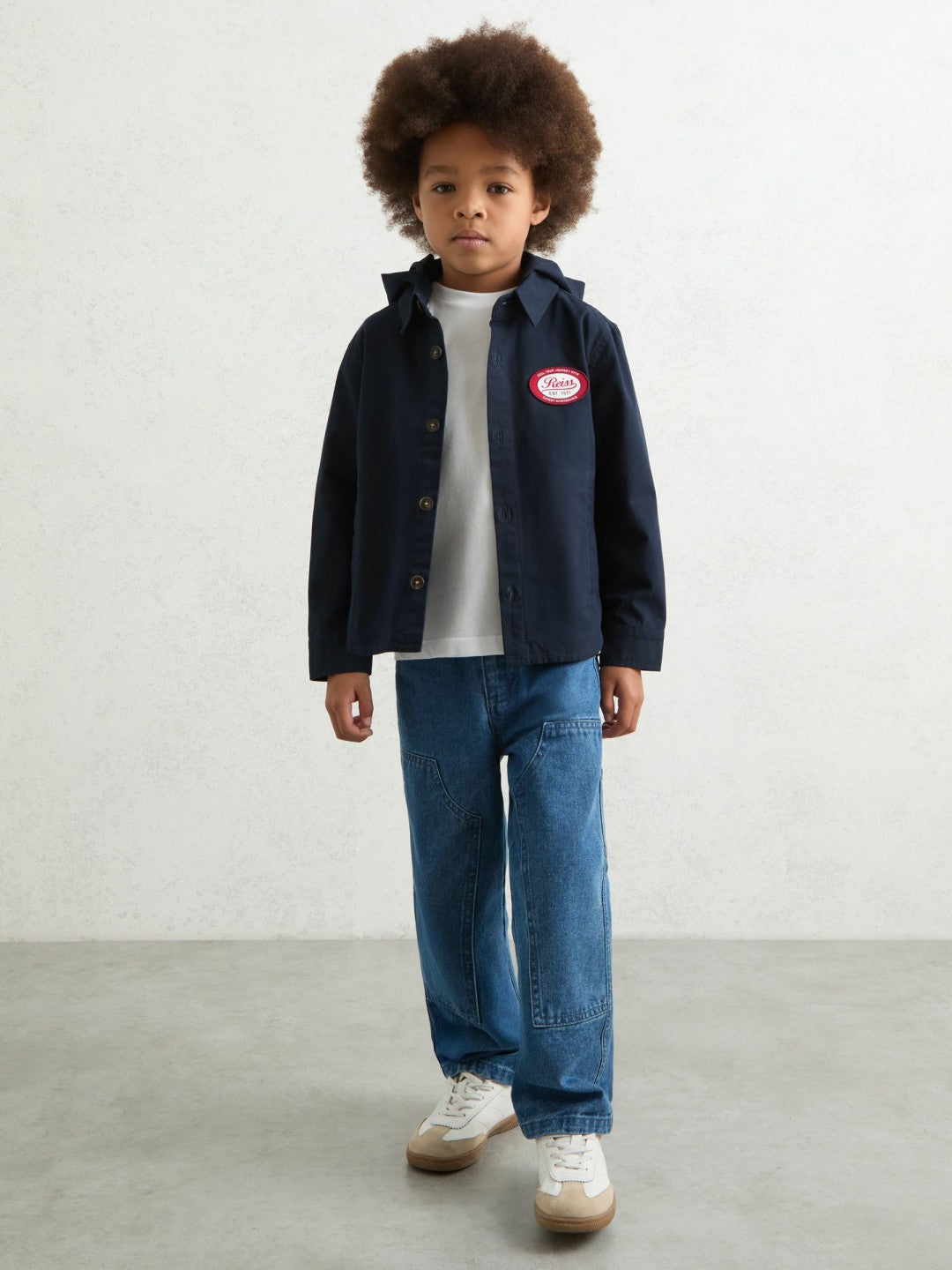 Reiss Sale - Cotton Removable-Hood Motor Cars Jacket in Navy