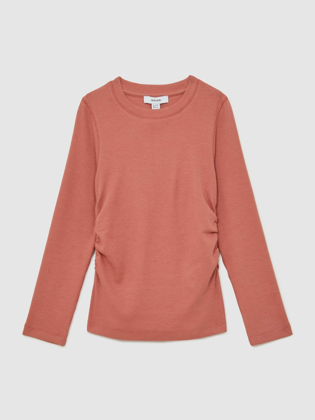 Reiss Best Seller - 13-14 yrs Cotton Ruched Long-Sleeve T-Shirt with Stretch in Rose