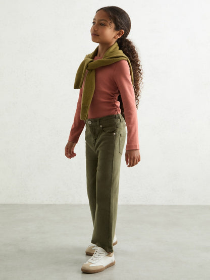 Reiss Best Seller - 13-14 yrs Cotton Ruched Long-Sleeve T-Shirt with Stretch in Rose