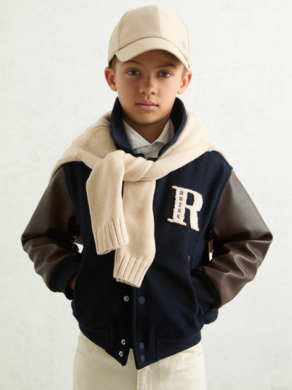 Reiss Deal - 9-13 yrs Motor Cars Press-Stud Bomber Jacket in Navy/Brown